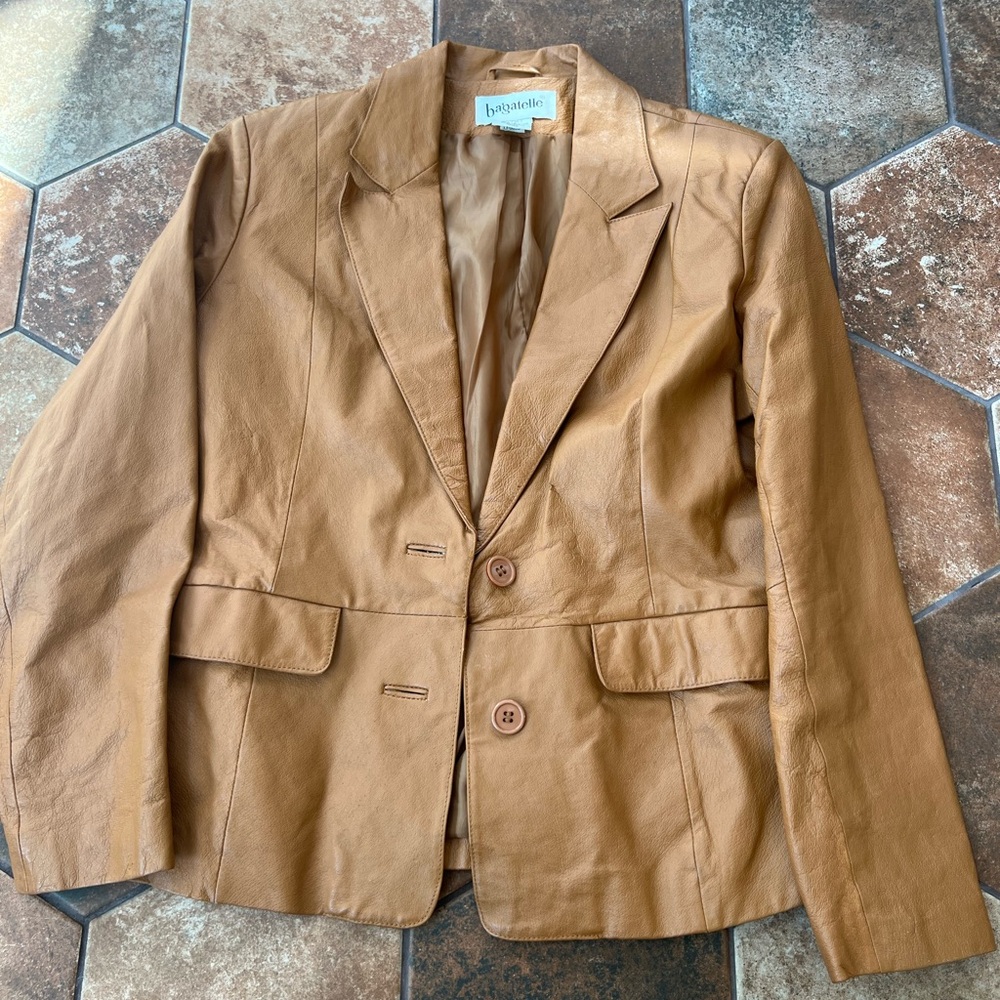 Bagatelle Leather Jacket Blazer Butterscotch, Vintage 80s/90s, Size 6